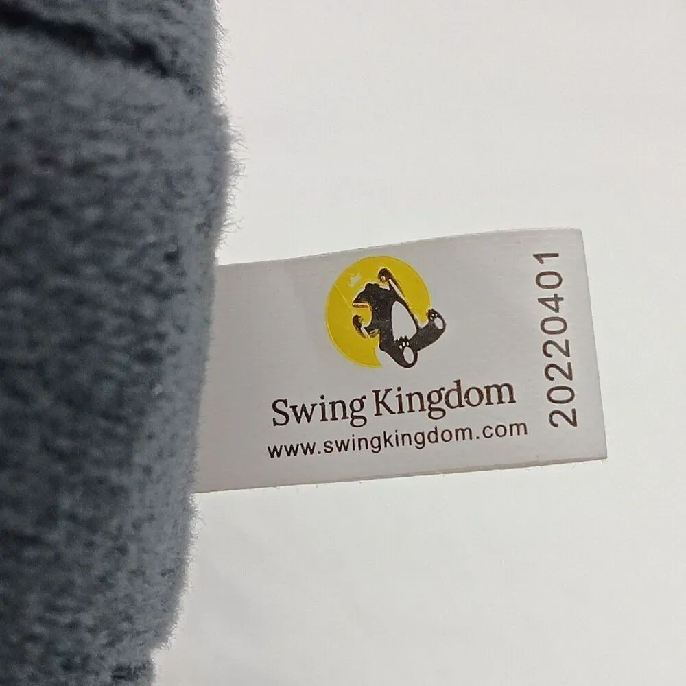 Swing Kingdom Logo Bear Advertisement Plush Black White Silver Paws Stuffed Rare